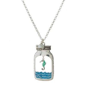 Seahorse in Mason Jar Necklace